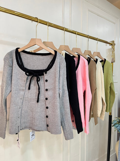 Ladies Knitted Cardigan With Adjustable Straps Camisole